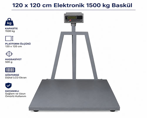 120 x 120 cm Elektronik 1500 kg Baskül